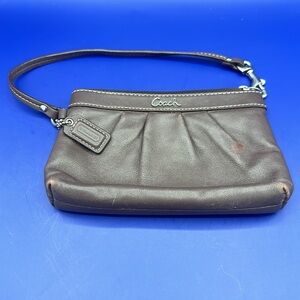 Coach Chestnut / Brown Leather Pleated Wristlet
